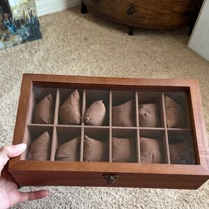 Wooden Watch Organizer with Glass Lid